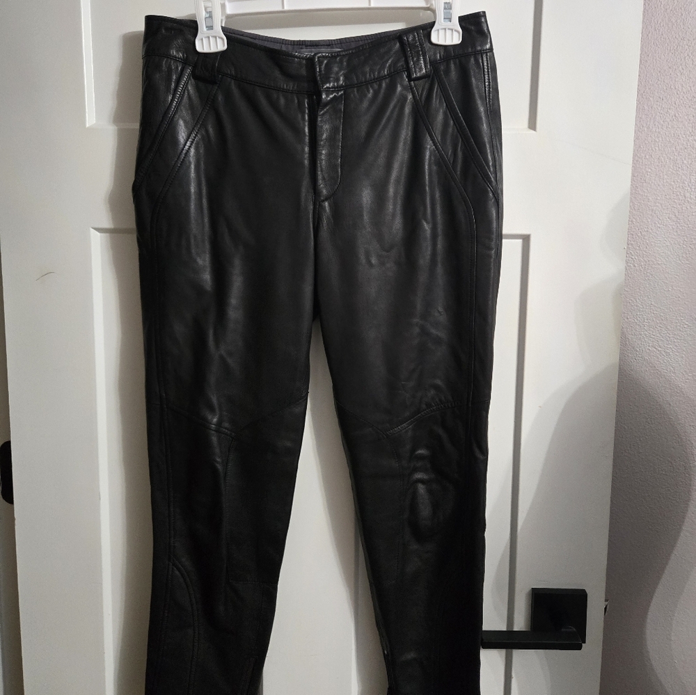 Vince Black Leather Ankle Pants